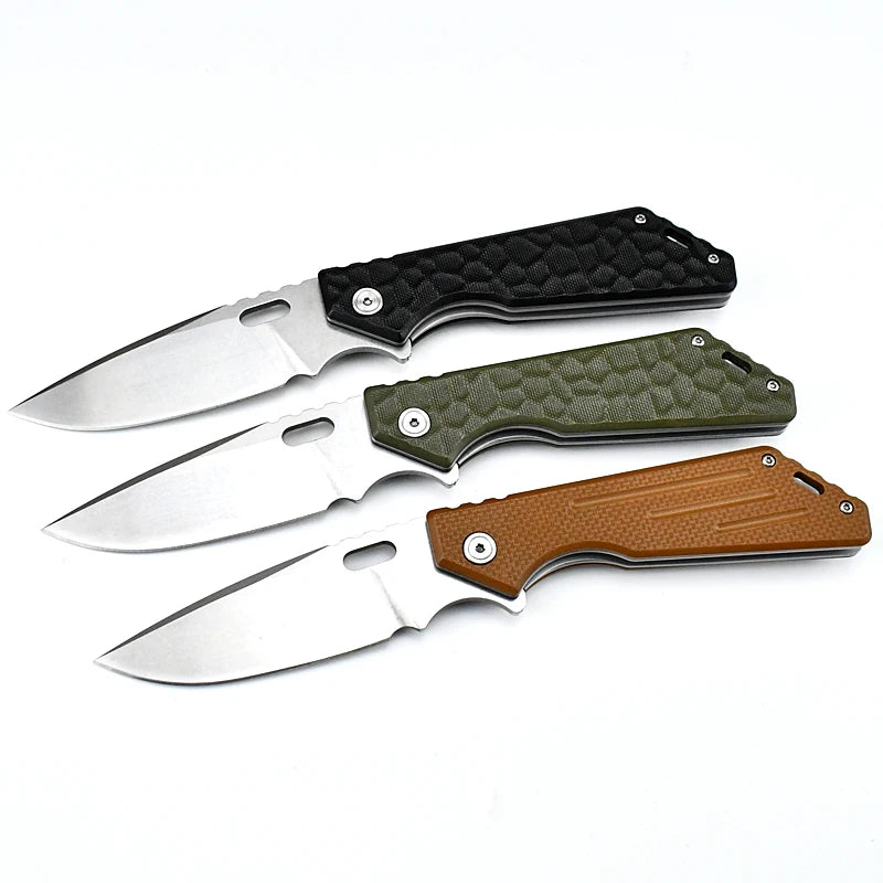 Hot Sell in E-commerce D2steel Folding Knife G10handle Popular Outdoor Camping Portable Self-defense Tactical EDC Pocket Knife