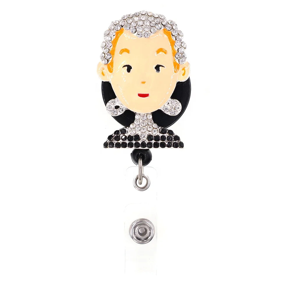 Fashion Lawyer Rhinestone Retractable Badge Reel Clip Office Supply for Professional Attire Premium Badge Holder Accessory
