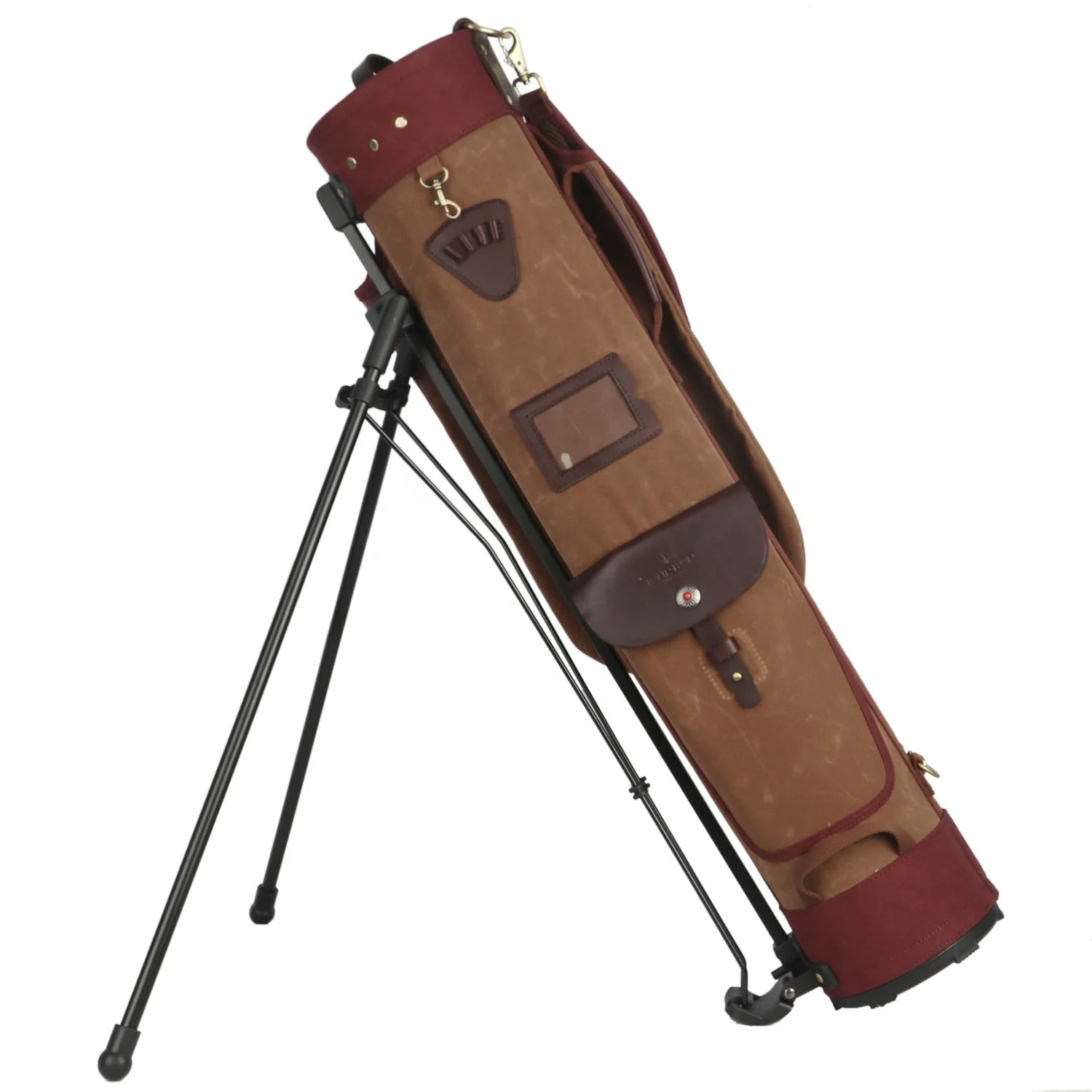 HIBO Vintage Genuine Leather Sports Bag Durable Canvas Golf Stand Bag with Plastic Stand Handbag Style for Sports Custom Logo
