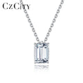 CZCITY 1CT Rectangle Moissanite VVS Pendant Charm Diamond Chain S925 Wholesale Jewelry Necklace