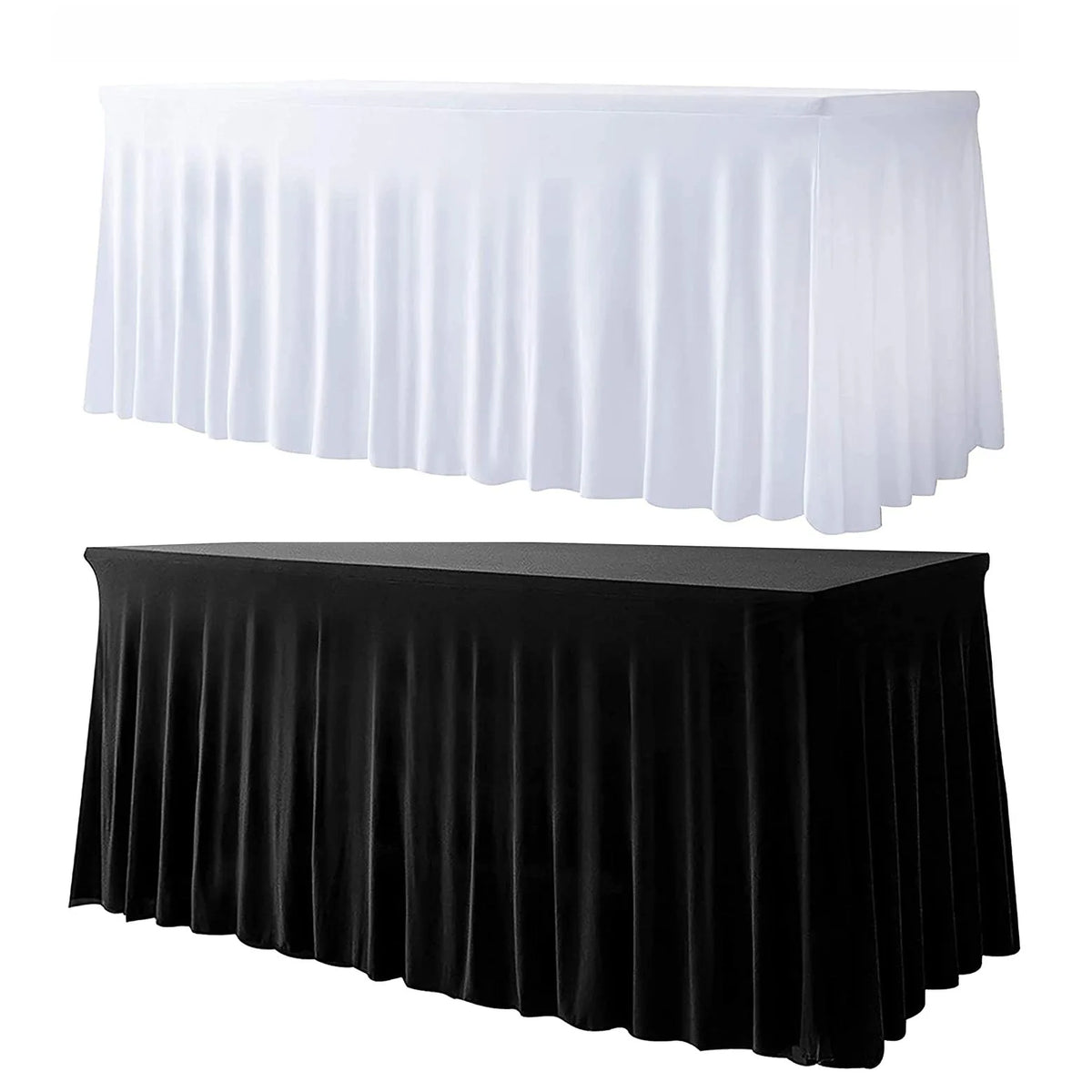 6FT Custom Woven Seamless 10% Spandex/Polyester Round Table Skirt Stretch for Banquet Wedding Event Tables-OEKO-TEX Certified MegaBDM