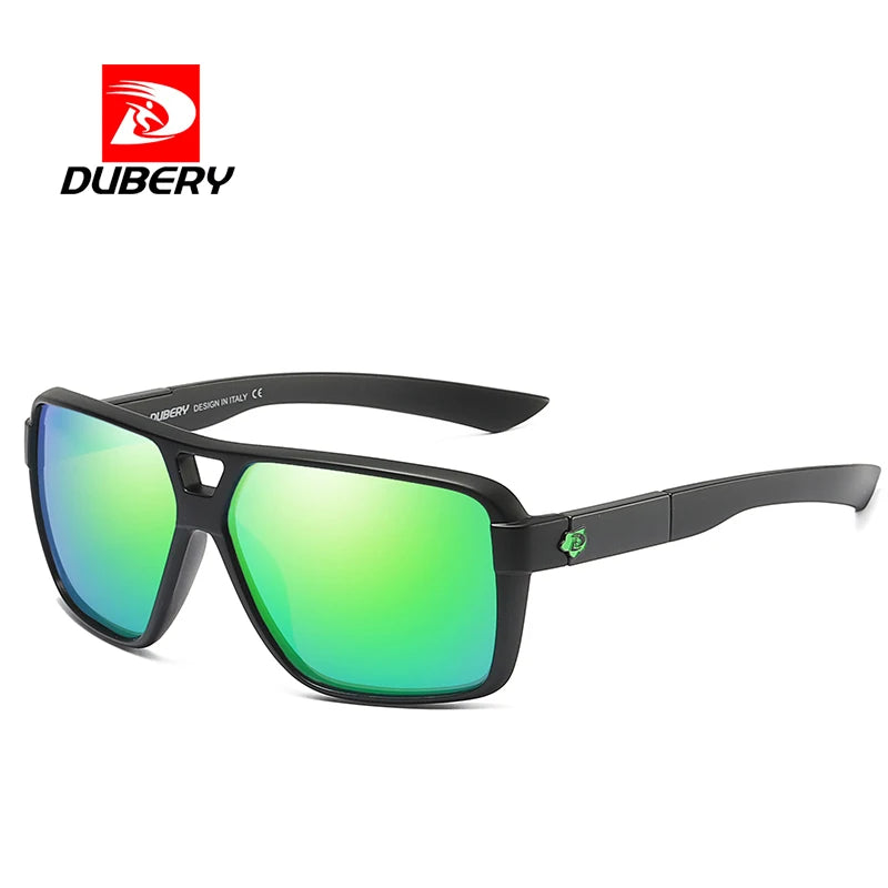 DUBERY 2026 Men's Sunglasses Personalized PC Frame in Blue Transparent Red with Green Lenses Fashion Sunshades