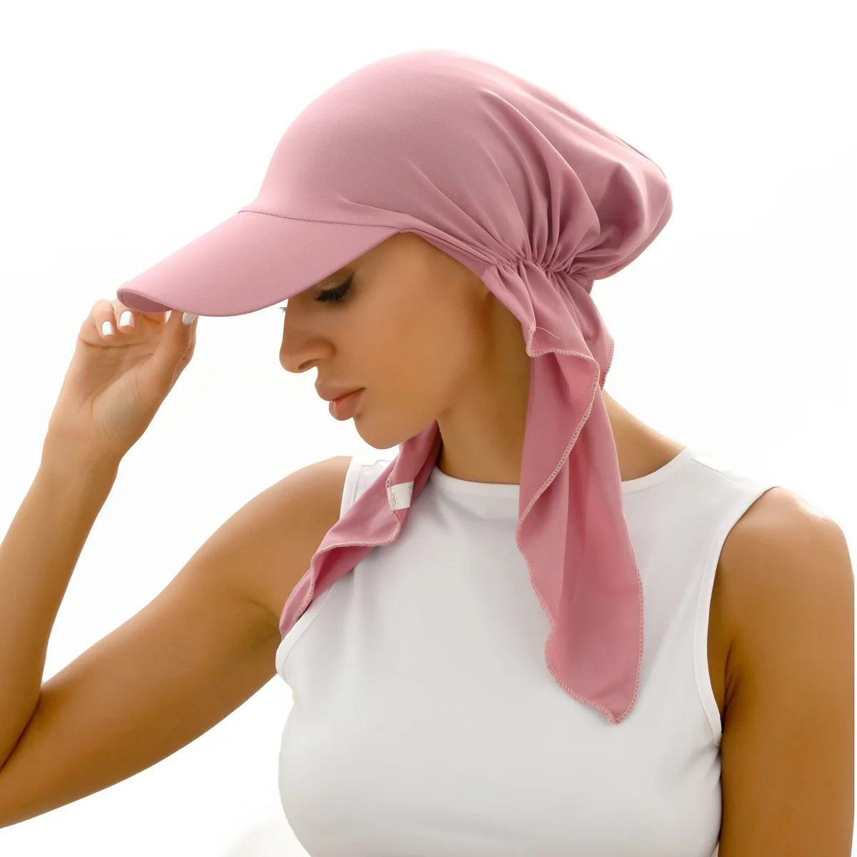 Women Fashion Solid Color Bandana Hat Custom Hijab Cap Quick Drying Lady Head Scarf Sport Caps Wholesale Pretied Scarf Hats
