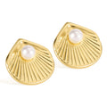 QUSEDINY Romantic Vintage Style 18K Gold Plated Stainless Steel Stud Earrings Women's Fashionable Jewelry Diamond Bezel Setting