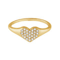 Nagosa Trendy 925 Sterling Silver 18k Gold Vermeil Pave Cubic Zirconia Heart Signet Rings for Women