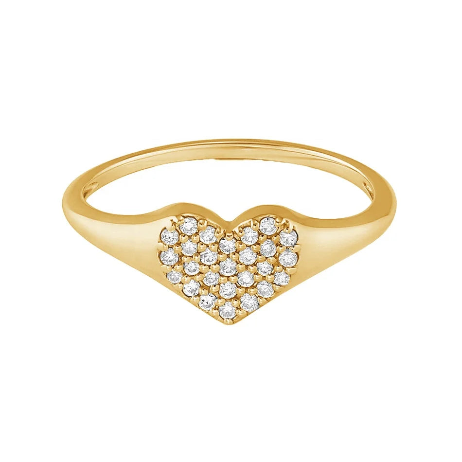 Nagosa Trendy 925 Sterling Silver 18k Gold Vermeil Pave Cubic Zirconia Heart Signet Rings for Women