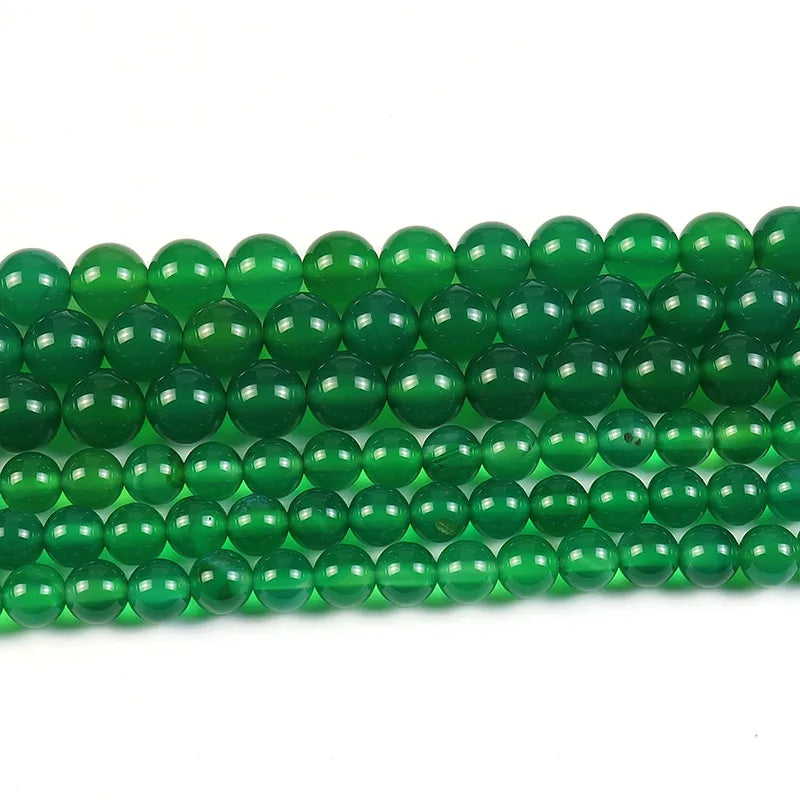 Wholesale Polish Round Smooth Green Agate Stone Loose Beads Strands for Jewelry Bracelets Making 4 6 8 10 12 mm