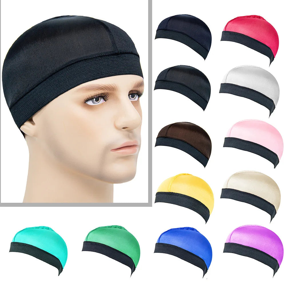 SongMay New Arrive Men Women Silk Satin Wave Cap Silky Durag Bandana for Female Male Headwear Durags Muslim Hats Dome Wave Cap