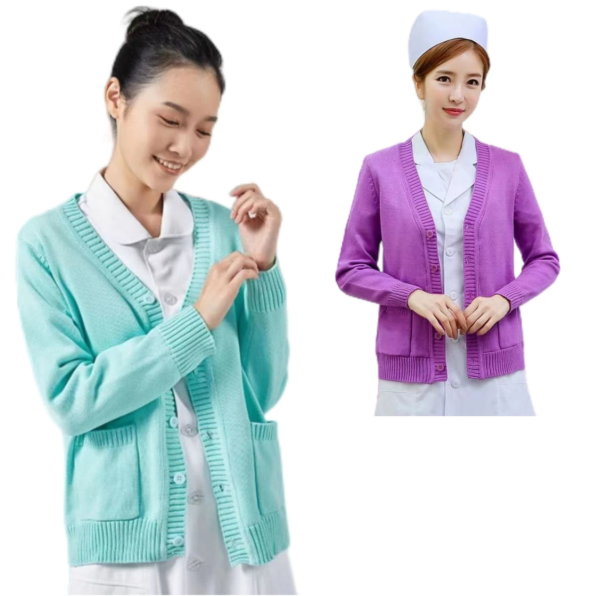 52002FF Wholesale Breathable Medical Scrub Coats Good Quality Hospital Scrub Coat Long Sleeves Nurses Scrubs Full Fleece Sweater