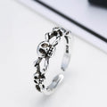 925 Sterling Silver Opening Ring Personality Skull Retro Thai Silver Ornaments Wholesale Personality Trend