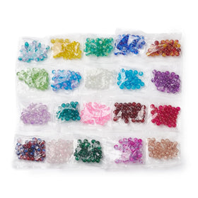 PandaHall 20 Bag 25Pcs Wholesale Round 8mm Random Color Transparent Crackle Glass Beads