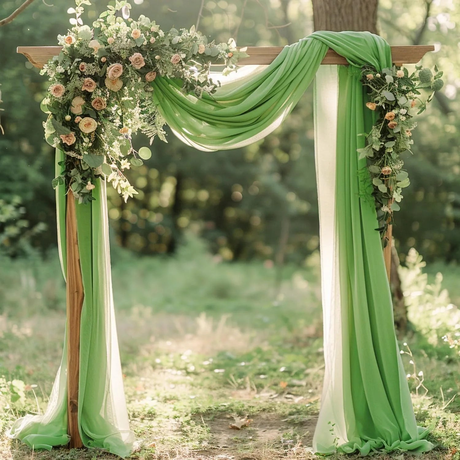 Wedding Green / White Ceiling Drapes Sheer Arch Draping Fabric Chiffon Curtain Decoration Wedding Ceiling Decoration