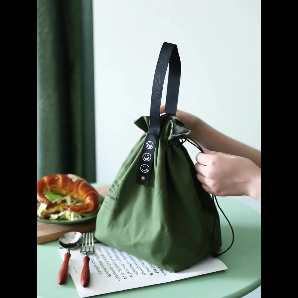 Wholesale Hot Sale New Fashion Simple Cotton Canvas Picnic Lunch Drawstring Bag