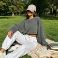 2026 New Custom LOGO New Design Autumn Soft Cotton Workout Long Sleeve Loose Fit Cropped Shirts for Women