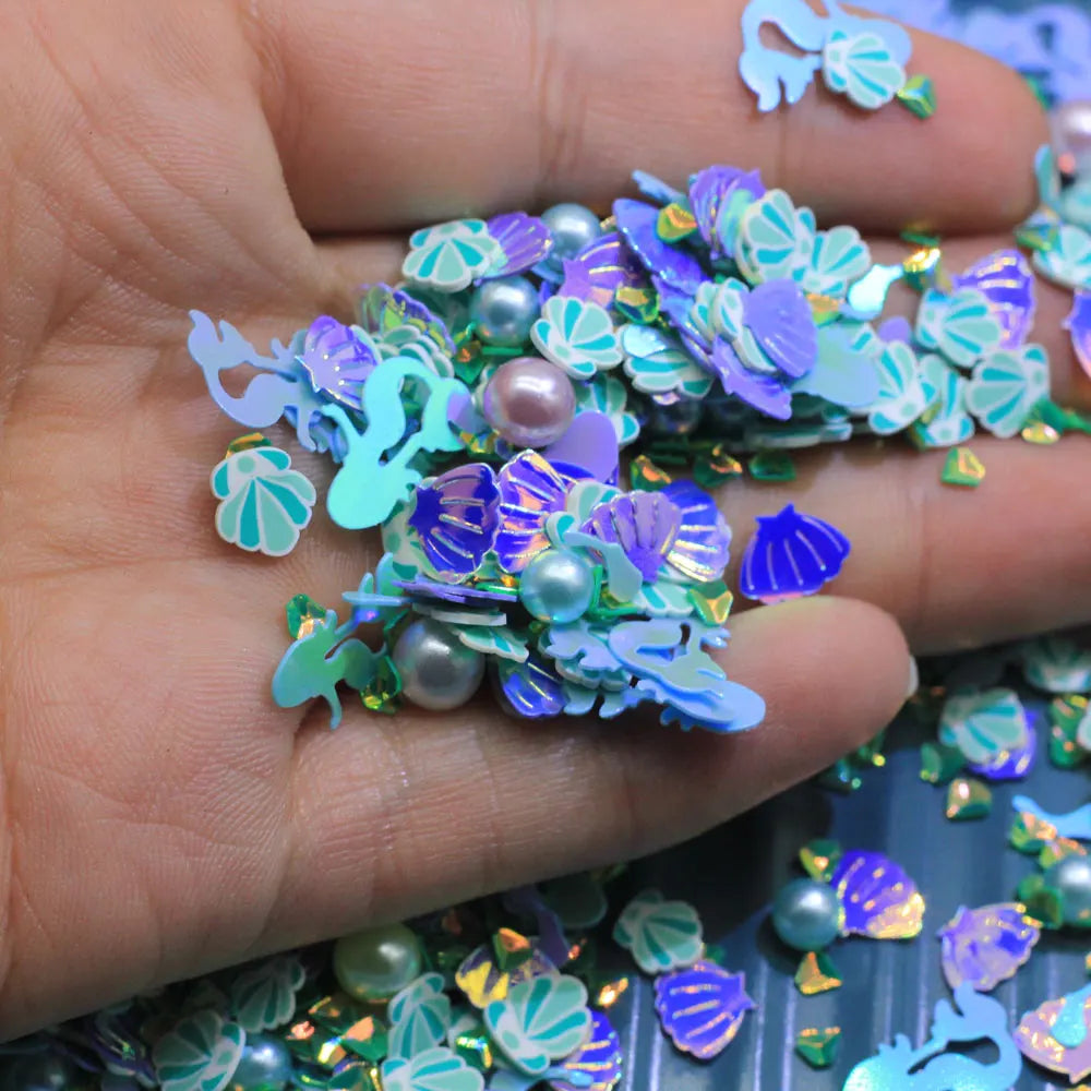 Mix Shell Slice Pearls Diamond Shell Sequins Slime Sprinkles 3D Polymer Clay Sprinkles for Nail Art Slime Confetti Decoration