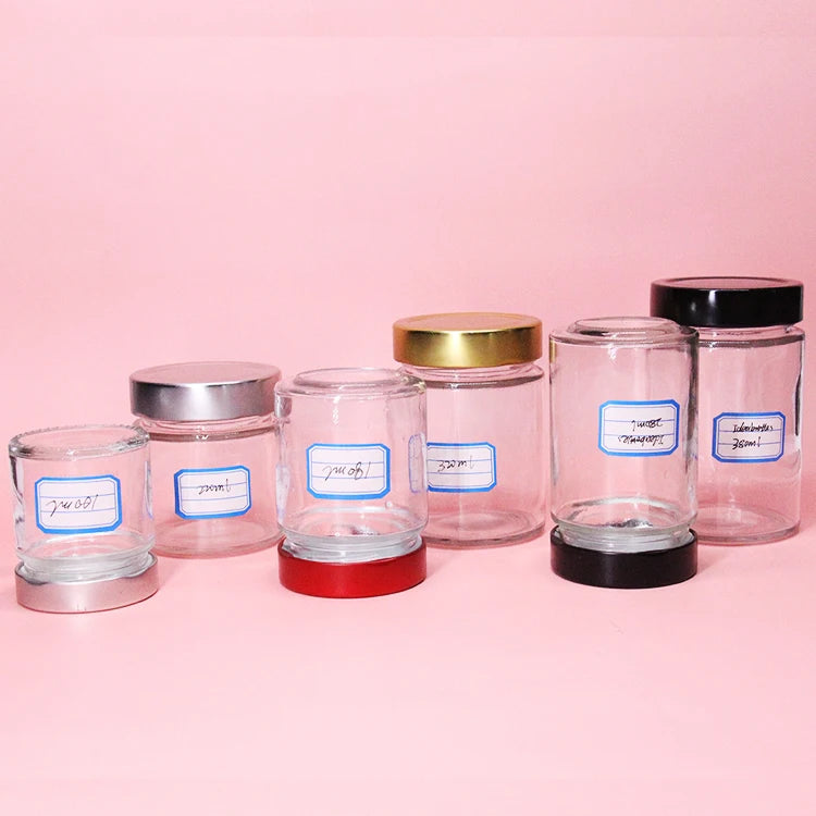Luxury Food Packaging 3oz 6oz 8oz 12oz 16oz Matt Black Glass Jars with Metal Lid
