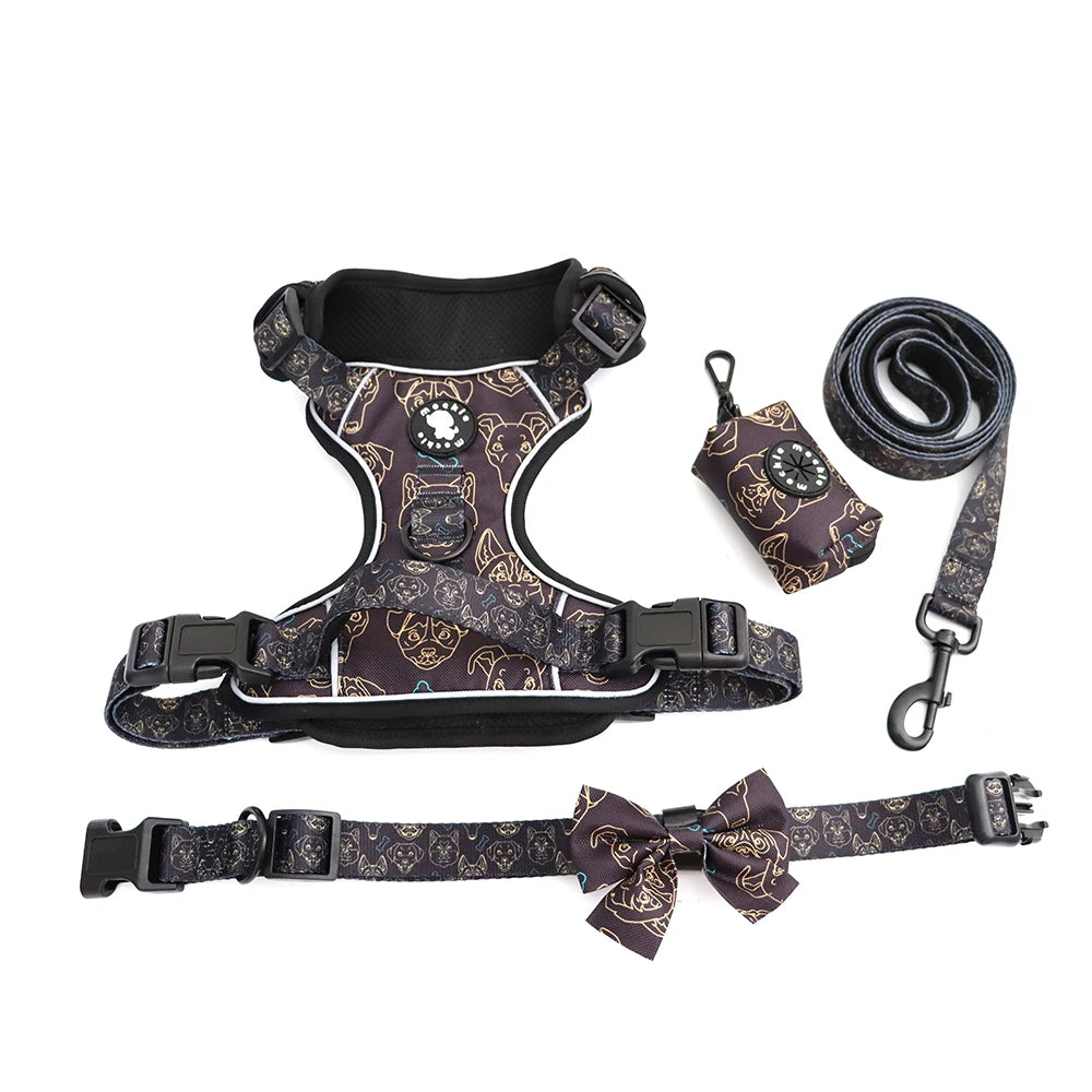 Factory Direct Sales Custom Luxury Popular Tactical Pet Dog Harness Set for Dog Walk