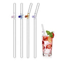 Colorful Bent Octopus Glass Straws with Design