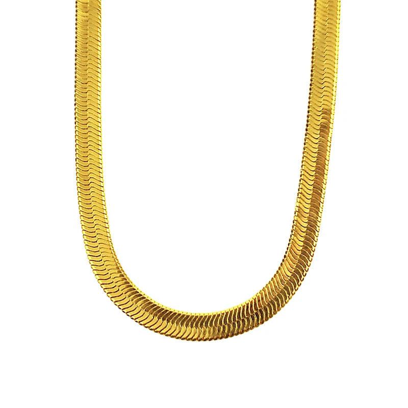 Olivia Chunky Herringbone Chain 5.5mm Gold Herringbone Necklace Flat Snake Chain Thick Herringbone Choker Necklace for Women