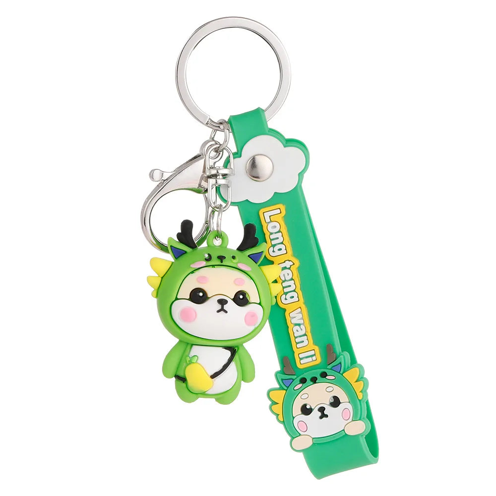 Creative Cartoon Silica Gel Dinosaur Keychain for Bag Cute Silicone Dragon Key Chain Women Accessory MegaBDM