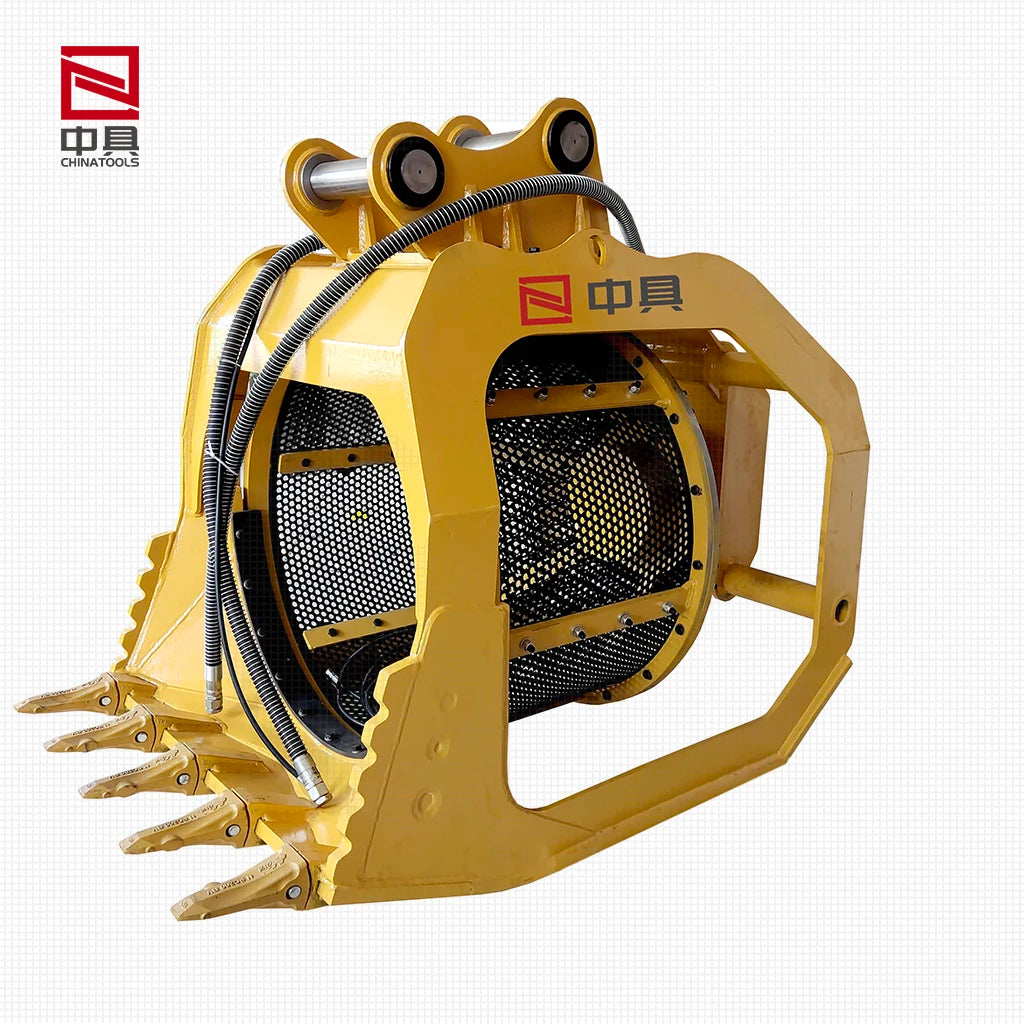 Excavator Attachment Hydraulic Rotating Screening Bucket Sand Soil