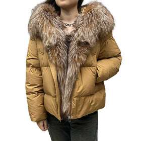 New Coming Real Fox Fur Collar Down Coat Winter Goose Down Feather Puffer Coats