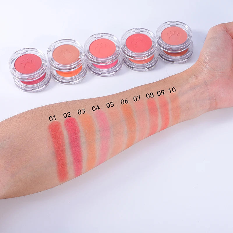 Vegan Cat Paw Privaete Label Cheek Blush Custom Logo Make up Blush on Powder Blush Palette