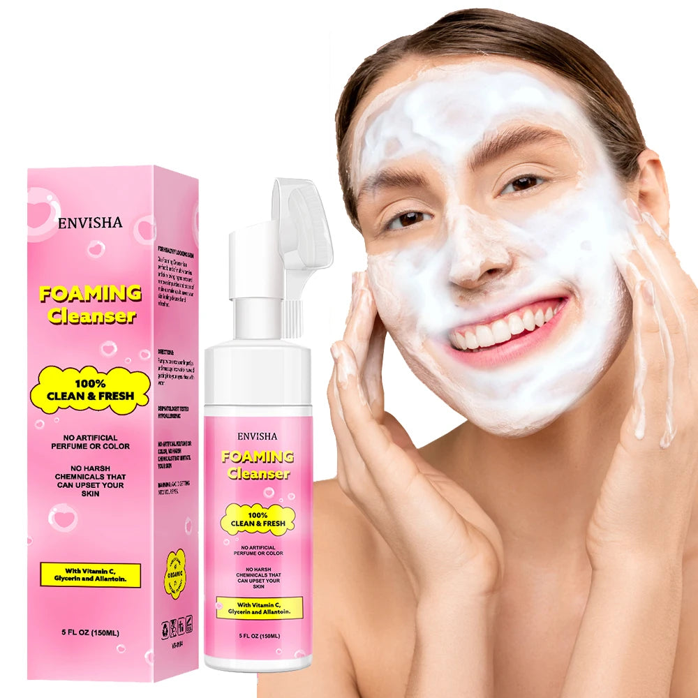 Natural Women Anti Acne Whitening Exfoliating Foaming Facial Massager Wash Cleanser Mousse