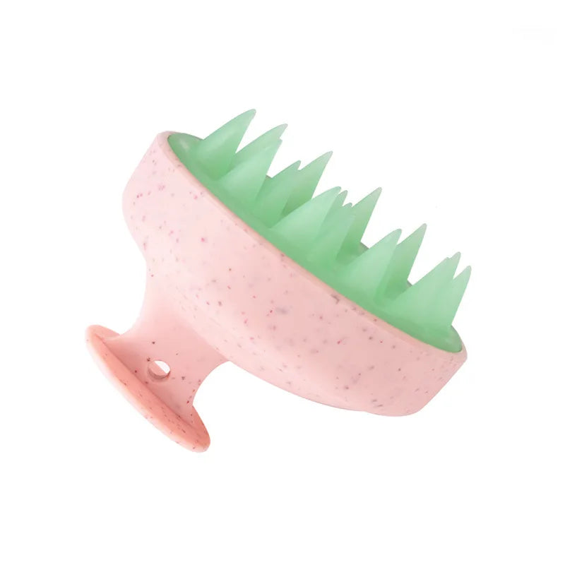 Compact Eco-Friendly Wheat Straw Hair Shampoo Brush Scalp Care Hair Brush with Soft Silicone Scalp Massager Laser Type