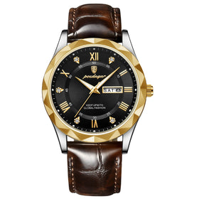 New POEDAGAR 615 Men's Watches Fashion Trend Quartz Wristwatch Waterproof Leather Watch for Man Clock