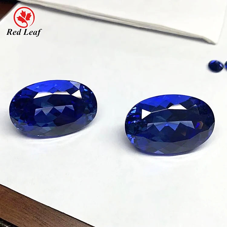 Redleaf Jewelry Third Party Certified Lab Grown Oval Cut Royal Blue Sapphire Heat Treated 7.9ct 9x11mm Guangxi China