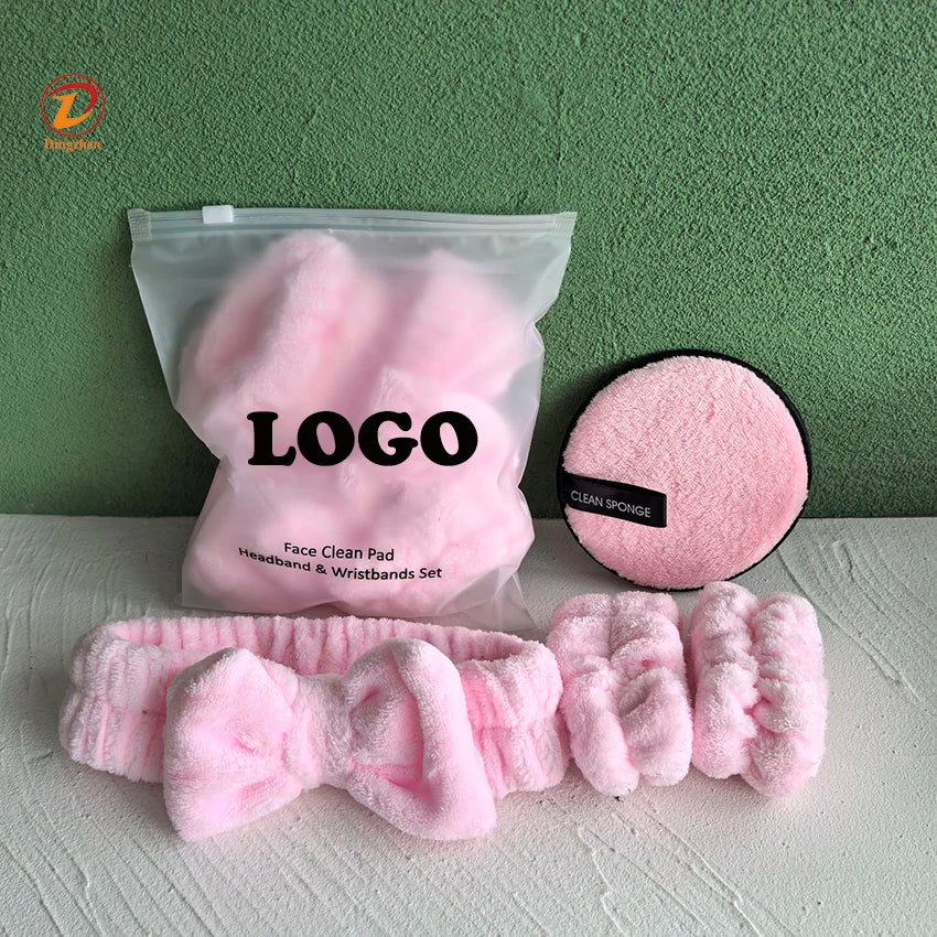 OEM Microfiber Makeup Remover Wipes for Skin Care Reusable Makeup Wipes or Face Towels Travel Essentials With Headband & Wrist