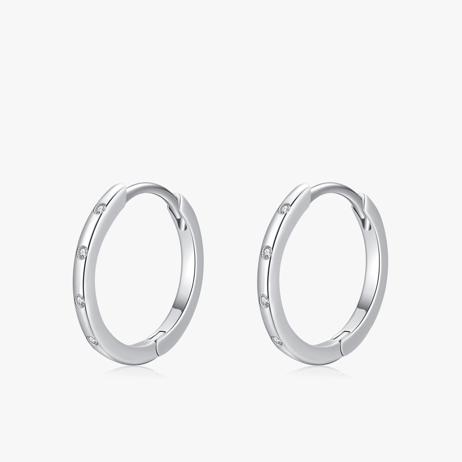 Ailmay Genuine 925 Sterling Silver Popular Round Earrings for Women Simple Design Dazzling Clear CZ Fine Hypoallergenic Jewelry