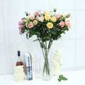 High Quality 5 Colors Available 6 Heads Real Touch Rose Import China Fabric Silk Latex Artificial Flower