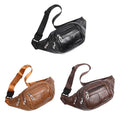 Vintage PU Leather Sports Waist Bag for Women and Men Custom Logo Lightweight Running Belt Bags Waterproof Waist Bags