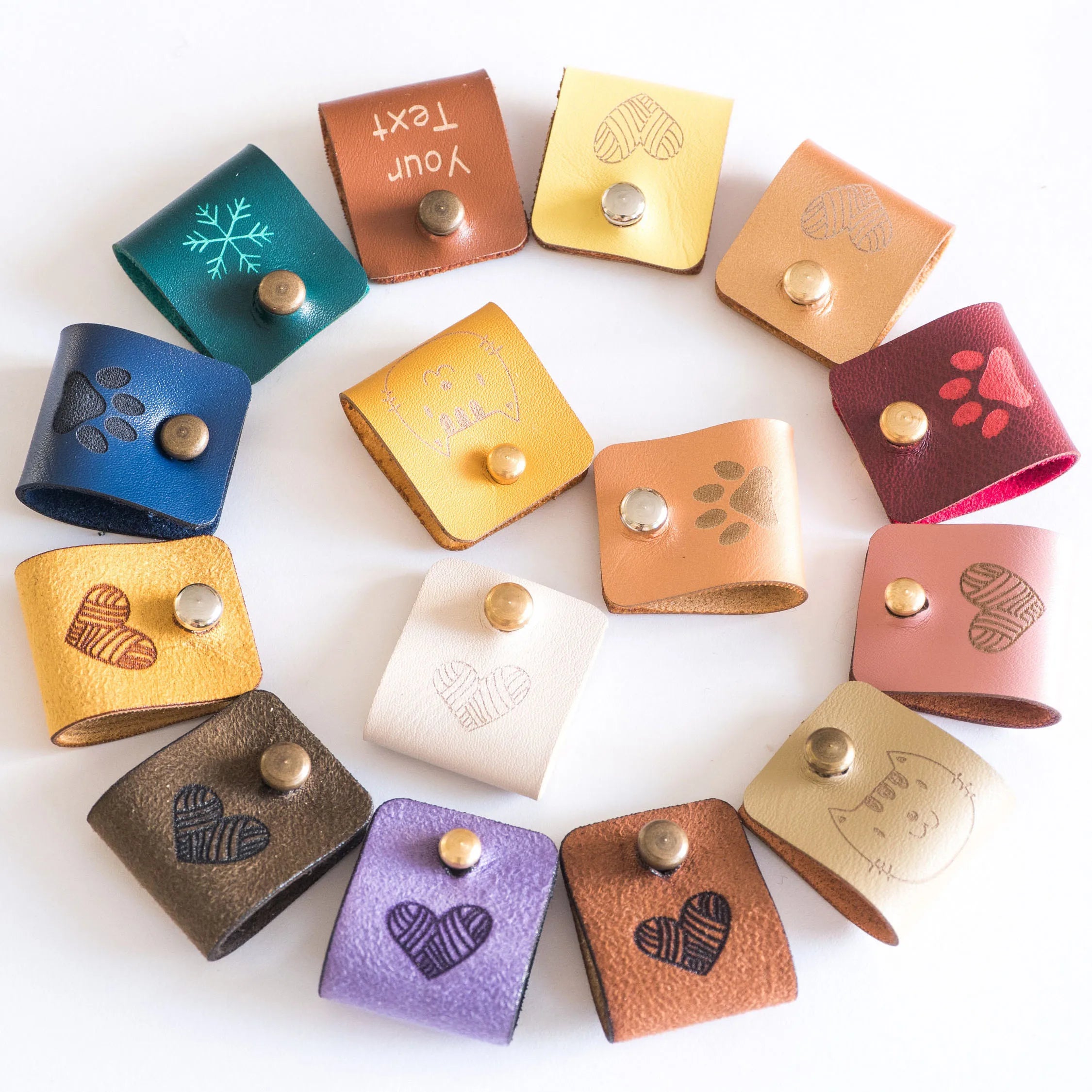 Custom Labels With Metal Rivet Personalized Leather Crochet Tags Leather Labels for  Knitted Handmade Items