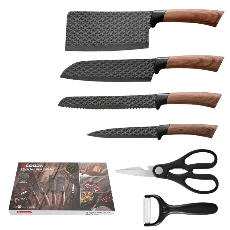 Ready to Ship 6PCS Stainless Steel Kitchen Knife Set Household Chef Bread Utility Paring Knives with Gift Box
