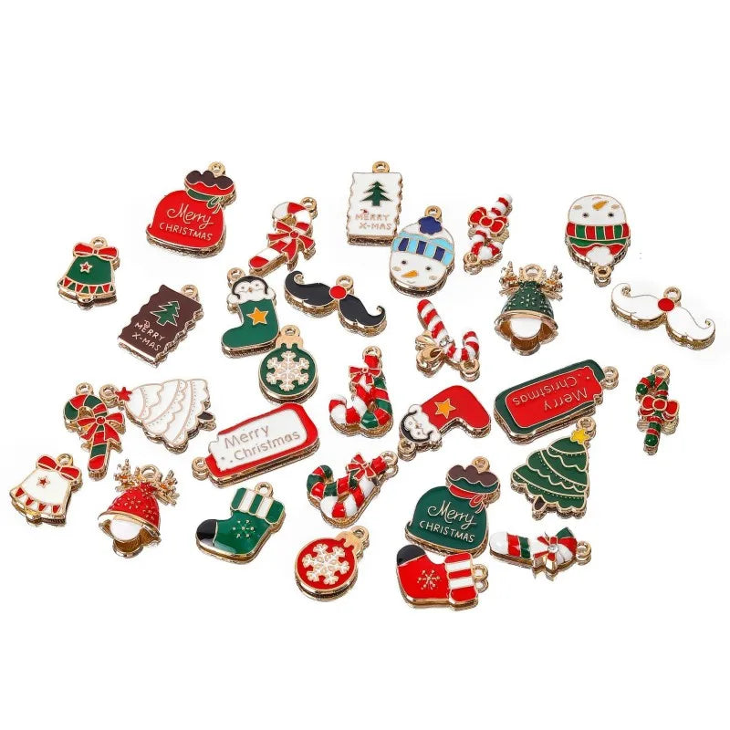 Hot Sale 100 Pieces DIY Cute Mini Alloy Christmas Charms Pendants for Necklace Bracelet Earrings Crafting Decoration