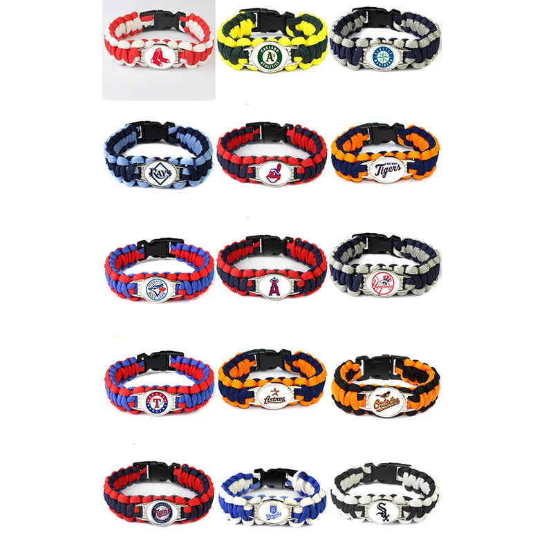 Wholesale Custom Logo Handmade Wild Life-saving Paracord Bracelet Baseball Teams Logo Paracord Bracelet