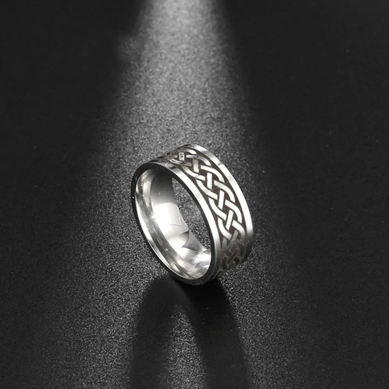 Black Celtics Viking Ornament Ring Stainless Steel Irish Jewelry Vintage Punk Ring for Men Women