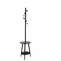 Modern Metal Hat Rack & Clothes Hanging Rack with Coat Rack Laundry Basket 6 Hooks for Living Room & Bedroom Use