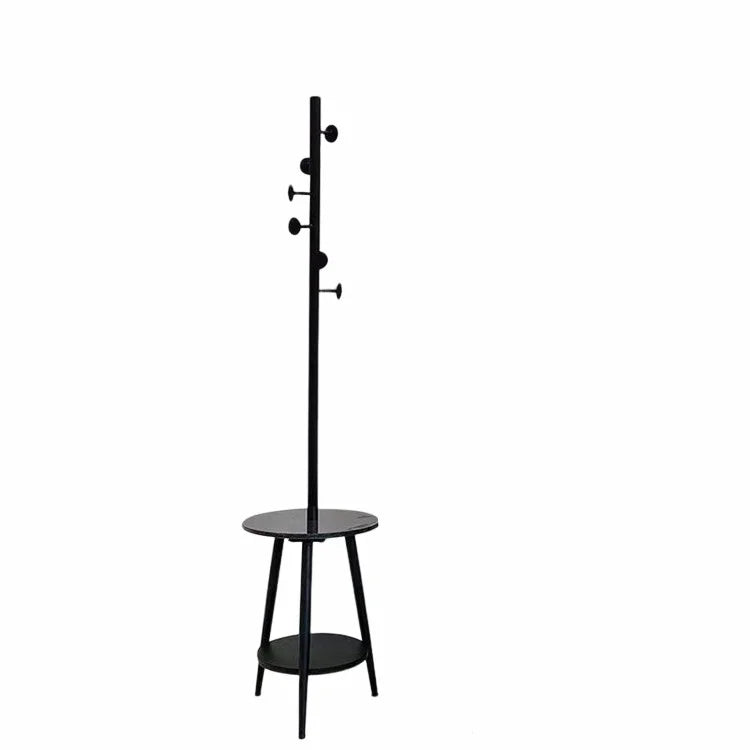 Modern Metal Hat Rack & Clothes Hanging Rack with Coat Rack Laundry Basket 6 Hooks for Living Room & Bedroom Use