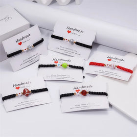 Trendy Handmade Woven Adjustable Ball Sport Bracelet Men Creative Acrylic Baseball Tennis Basketball Bracelets Gifts for Boys