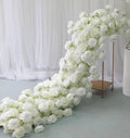 JCF123 Customized Artificial Flower Runner Row White Rose Flower Decoration Wedding Table Centerpieces