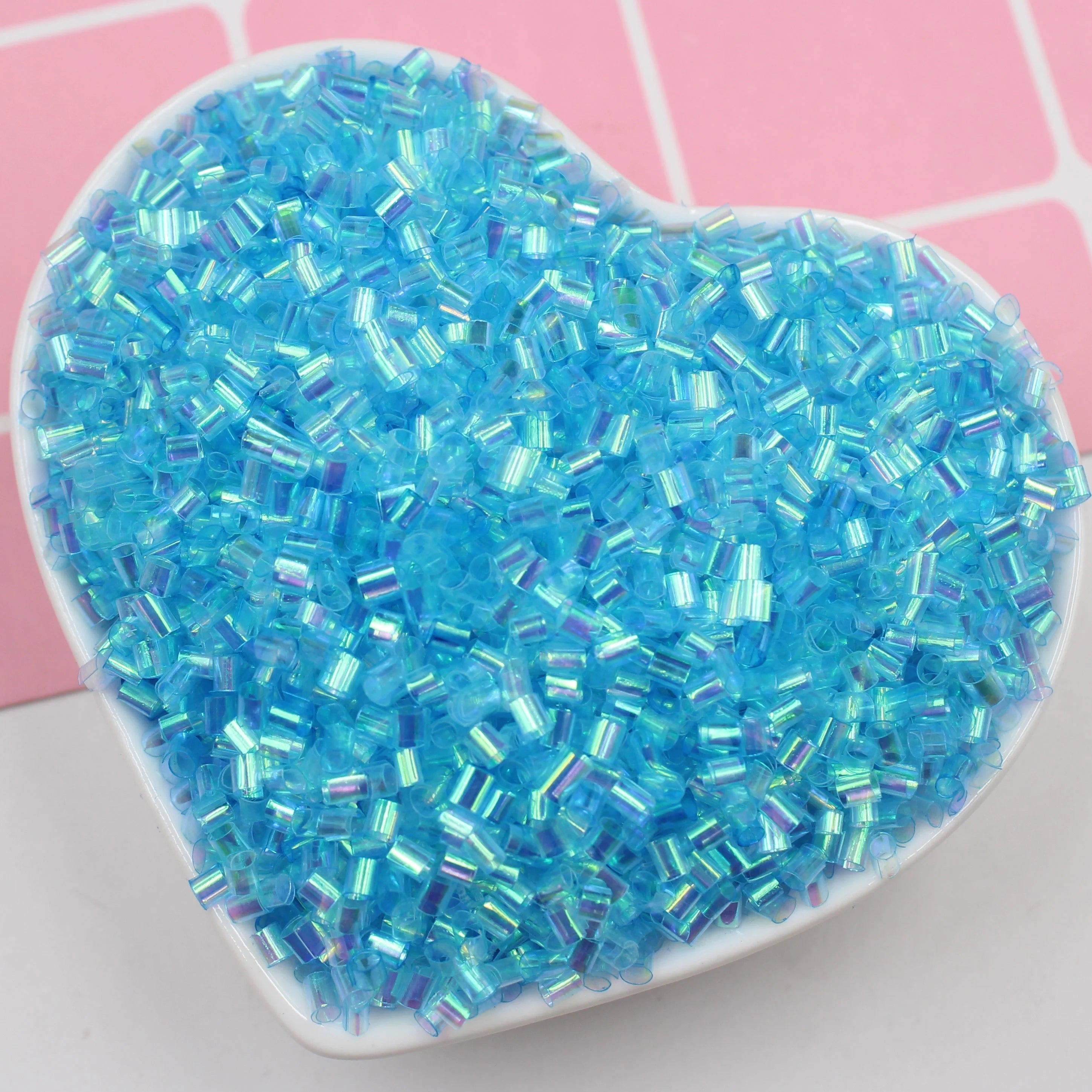 Wholesale 2*3mm Bingsu Beads 3D Iridescent Curved Soft Straw Tube Beads Sprinkles for Novelty Gifts Slime Kit Accessories