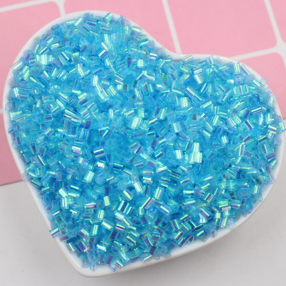 Wholesale 2*3mm Bingsu Beads 3D Iridescent Curved Soft Straw Tube Beads Sprinkles for Novelty Gifts Slime Kit Accessories