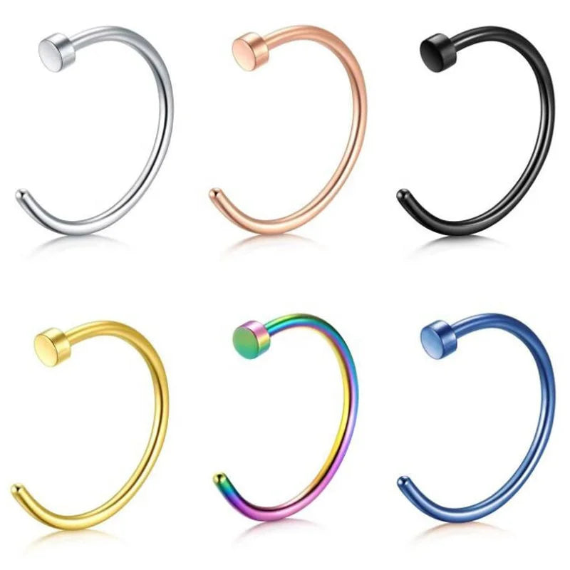 Hot Sale Stainless Steel Nose Rings Clip on Nose Ring Hoop Fashion Hip Hop Nose Rings Bulk for Men Women Body Jewelry