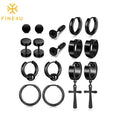 Hip Hop Men Simple Stainless Steel Jewelry Set Black Hoop Dangle Drop Punk Cross Gothic Earrings