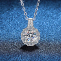 Luxury Round Brilliant Cut halo Moissanite Pendant Necklace 925 Sterling Silver 1carat Moissanite Necklace for Women