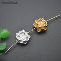 Chinese Style Lotus Shape Gold Silver S999 Pure Silver Through-hole Sterling Spacer Beads for Fine Jewelry Making